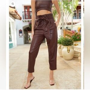 Commando Faux Leather‎ Paperbag Pants in Oxblood Size Small
